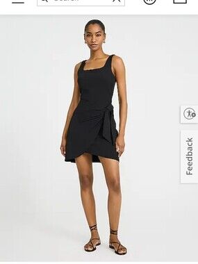 Black Tie-Waist Sleeveless Mini Dress